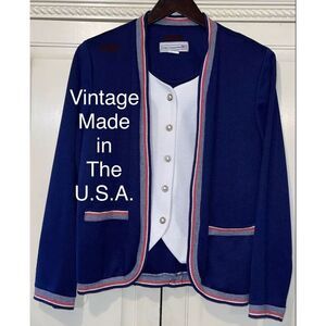 Pablo‎ Collection Sweater Women 12 Cobalt Blue All In One Shirt Jacket Vintage